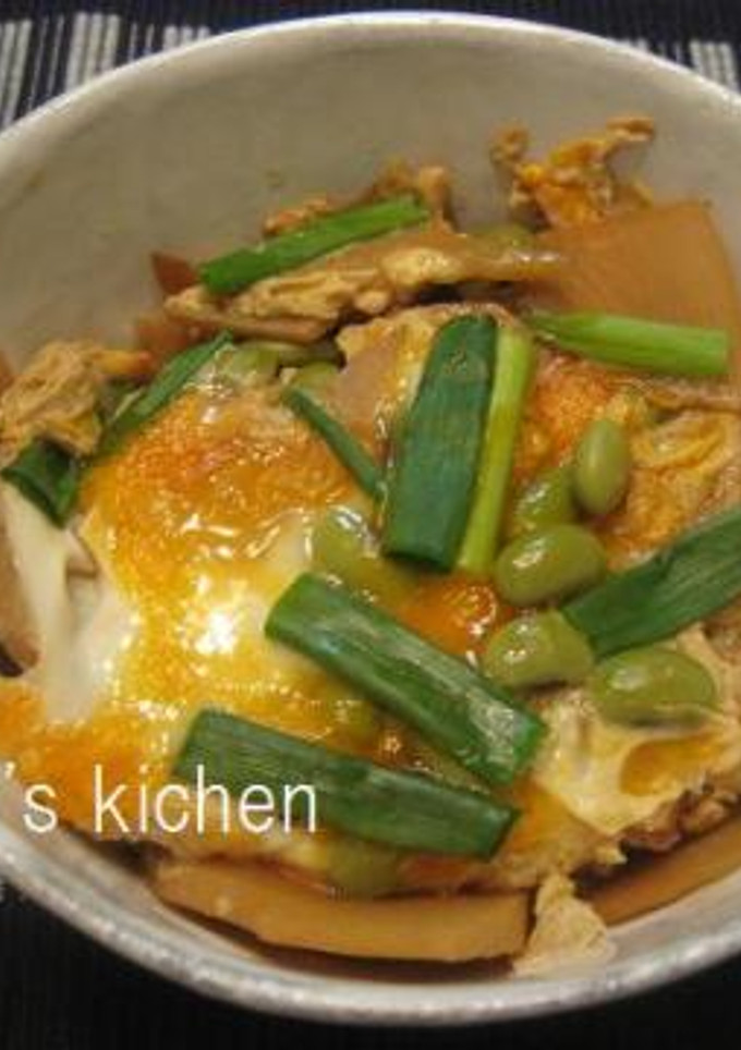 タケノコと枝豆の卵とじ丼-レシピのメイン写真