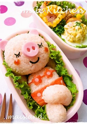 トコ夏!ビキニのブタ子ちゃん♡キャラ弁-レシピのメイン写真