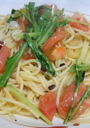 トマトと水菜のペペロンチーノ-レシピのメイン写真
