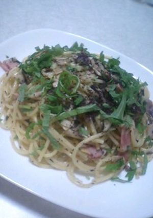 ゆかりと大葉のぺぺ風スパゲティ-レシピのメイン写真