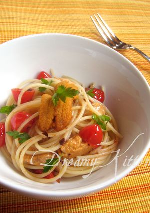うにとトマトの♪スパイシーパスタ♪-レシピのメイン写真