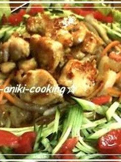 焼肉のタレde☆鶏むね肉の温冷サラダ-レシピのメイン写真