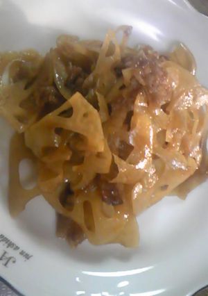 5分で作れる蓮根と牛肉の甘辛ｷﾝﾋﾟﾗ-レシピのメイン写真