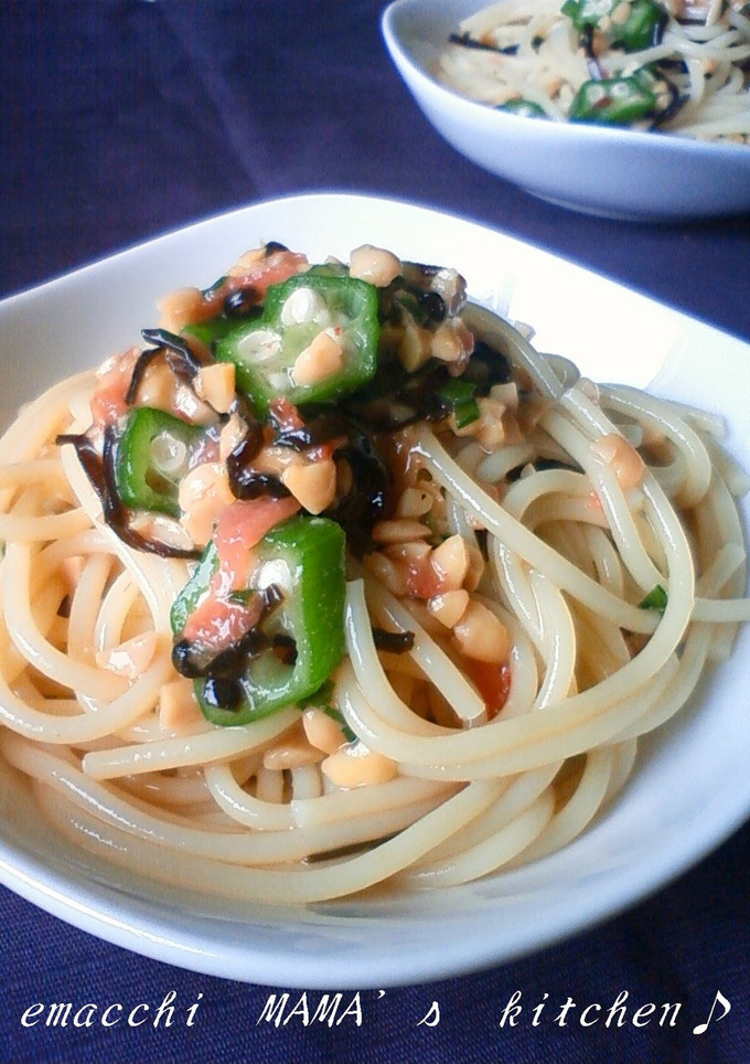 梅と納豆とおくらのパスタ-レシピのメイン写真