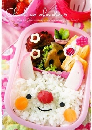 ＊キャラ弁＊　日の丸で簡単うさぎちゃん-レシピのメイン写真