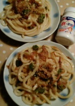 つわり対策！さっぱり梅干し入り焼きうどん-レシピのメイン写真