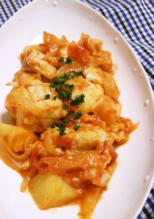 調味料2つ☆タラとじゃがいものトマト煮-レシピのメイン写真