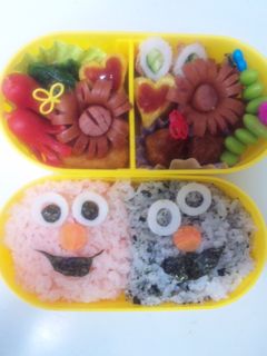 キャラ弁☆エルモ&クッキーモンスター簡単-レシピのメイン写真