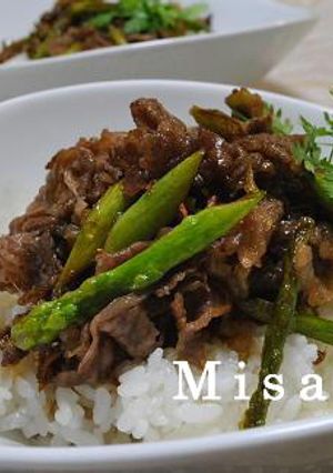 牛肉とアスパラガス丼-レシピのメイン写真