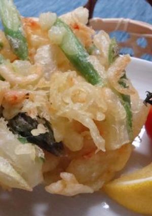 春の味覚で♪アスパラと桜海老のかき揚げ-レシピのメイン写真