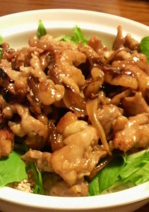 豚こまと水菜でスタミナ丼-レシピのメイン写真