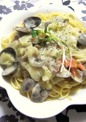 あさりでクラムチャウダー風パスタ♬-レシピのメイン写真