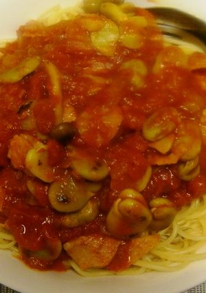 そらまめとベーコンのトマトパスタ-レシピのメイン写真