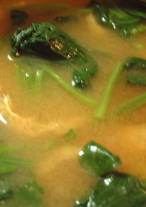 野菜不足に　ほうれん草と油揚げのお味噌汁-レシピのメイン写真