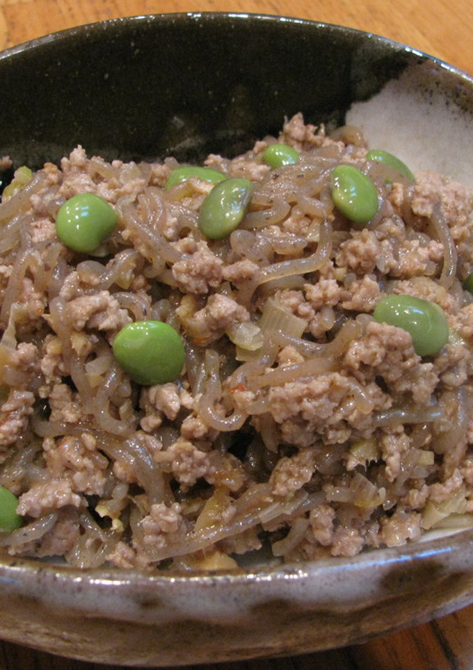 ひき肉と白滝の炒め物-レシピのメイン写真