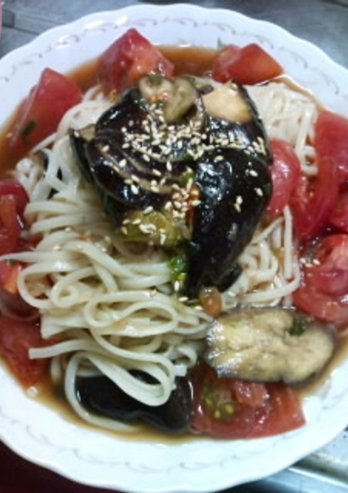 中華風☆ナスとトマトの冷やしうどん-レシピのメイン写真