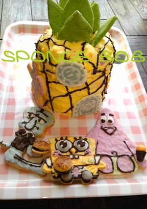 誕生日に立体ケーキ☆ｽﾎﾟﾝｼﾞﾎﾞﾌﾞ-レシピのメイン写真