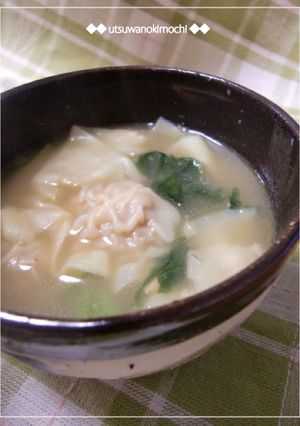 コンソメ味で～納豆ワンタンスープ-レシピのメイン写真
