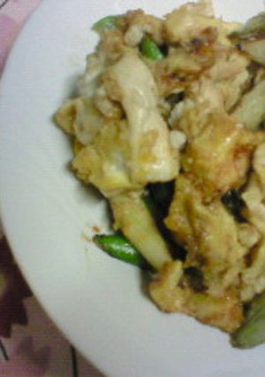 簡単焼肉のタレ料理③アスパラの玉子炒め丼-レシピのメイン写真