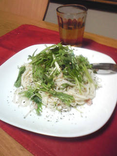 和えるだけ☆水菜とツナの冷たいパスタ風-レシピのメイン写真