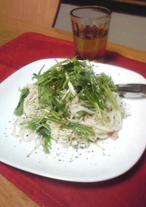 和えるだけ☆水菜とツナの冷たいパスタ風-レシピのメイン写真