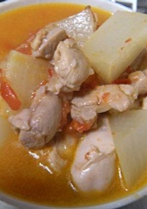 大根と鶏もも肉のトマト味ごろごろスープ-レシピのメイン写真