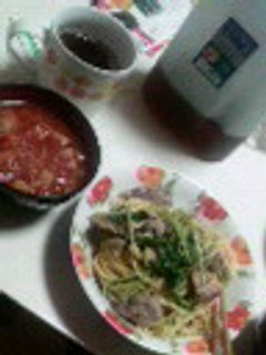 ◎水菜と豚肉の和風パスタ-レシピのメイン写真
