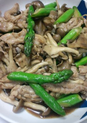 簡単♪鶏せせりときのこアスパラ炒め✿-レシピのメイン写真