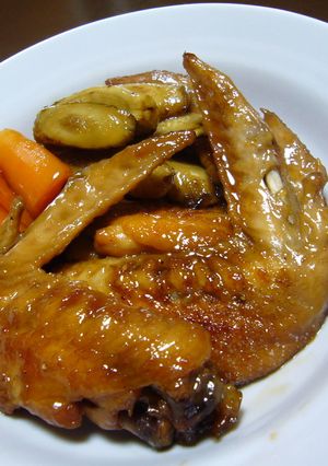 圧力鍋でごぼうと手羽先の照り煮-レシピのメイン写真