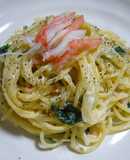 かにかまとほうれん草のクリームパスタ