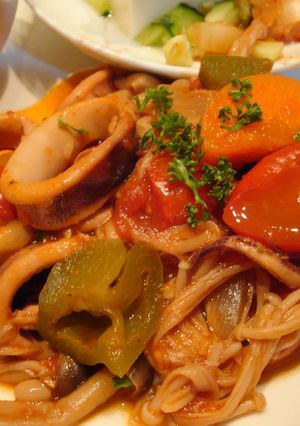 ほっこりカフェ　簡単イカのトマト煮-レシピのメイン写真