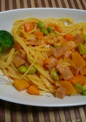 野菜ジュースのトマトクリームパスタ♪-レシピのメイン写真