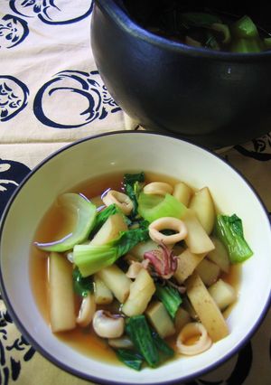 いかとチンゲン菜、じゃがいもの煮物-レシピのメイン写真