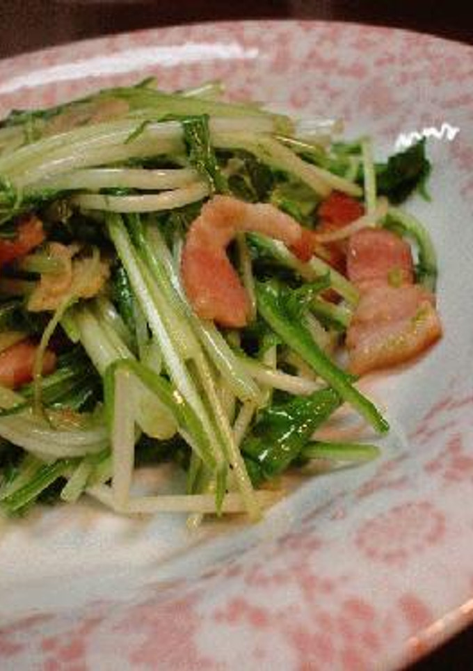 しゃきしゃき「水菜とベーコン炒め」-レシピのメイン写真