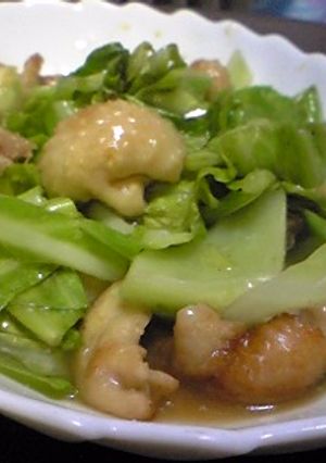 スゴだれ！でキャベツと鶏皮の炒め物♪-レシピのメイン写真