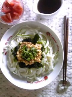 ☆冷やし納豆サラダぶっかけうどん☆-レシピのメイン写真