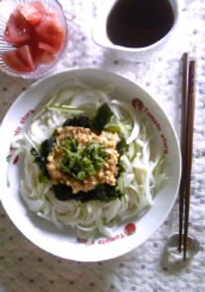 ☆冷やし納豆サラダぶっかけうどん☆-レシピのメイン写真