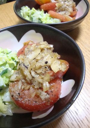 冷やしトマトの玉ねぎドレッシングかけ-レシピのメイン写真