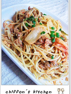 超簡単!◆キムチと納豆のツナマヨパスタ◆-レシピのメイン写真