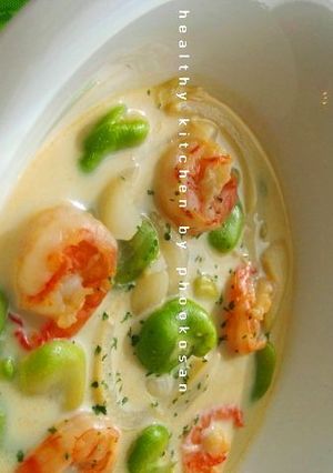 豆乳で♪そら豆とえびのミルク煮-レシピのメイン写真