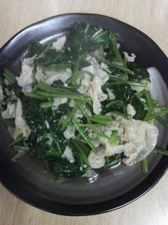 ほうれん草と豚バラの炒め物-レシピのメイン写真