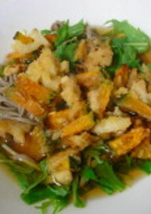 野菜のかき揚げと水菜の温かいお蕎麦-レシピのメイン写真