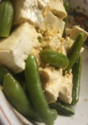 スナックえんどうの麻婆豆腐(麻婆白和え)-レシピのメイン写真