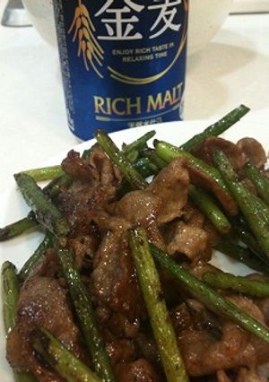 ビ－ルに♪ニンニクの芽と豚肉の簡単炒め物-レシピのメイン写真