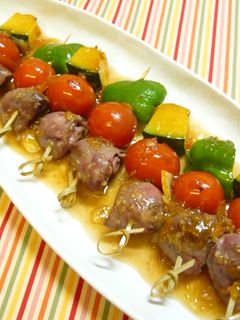 レバーと野菜の串焼き♪ジャムソース-レシピのメイン写真