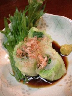 白菜とほうれん草の「巻き巻きお浸し」-レシピのメイン写真