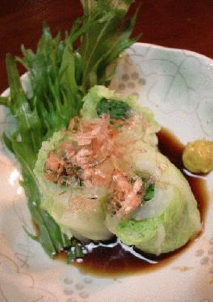 白菜とほうれん草の「巻き巻きお浸し」-レシピのメイン写真