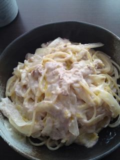 キャベツと玉ねぎとツナのクリームパスタ-レシピのメイン写真