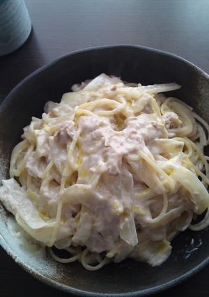 キャベツと玉ねぎとツナのクリームパスタ-レシピのメイン写真