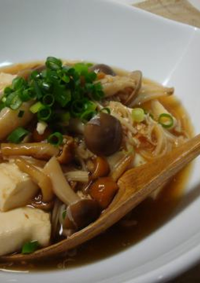 自然なとろみで！3種きのこの豆腐あんかけ-レシピのメイン写真